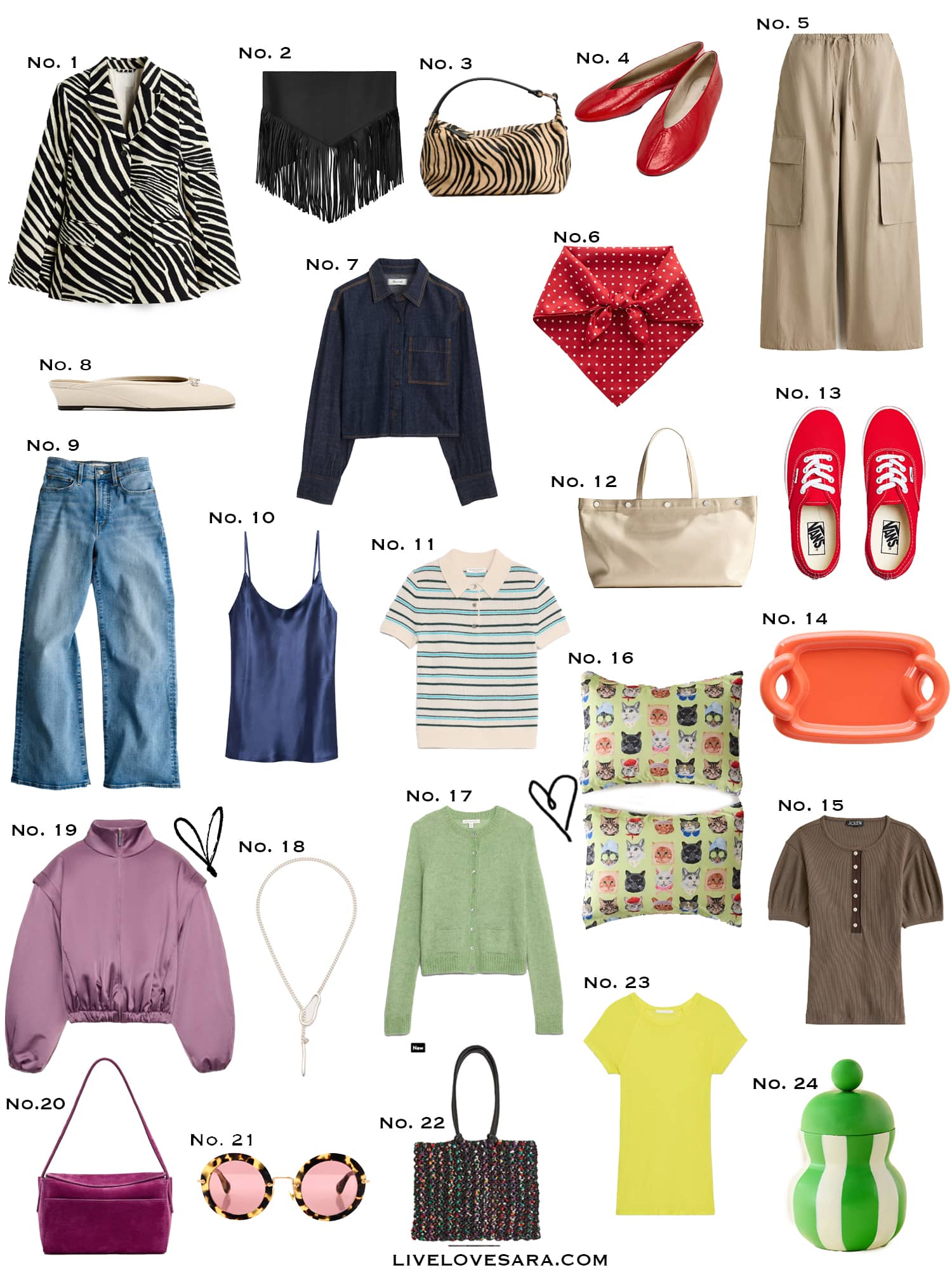 A white background with a collection of 24 finds from the past week.