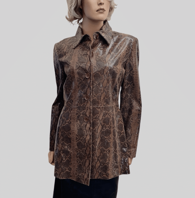vintage Leather Snakeprint Coat