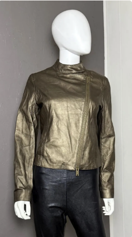 2000's Glam Bronze Leather Jacket from DKNY