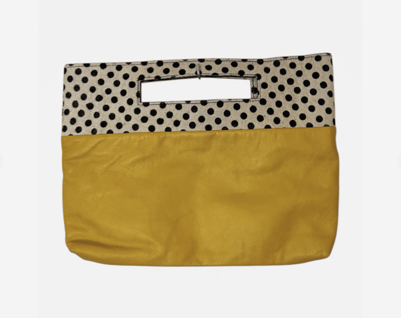 Anthropologie calf hair leather clutch Yellow