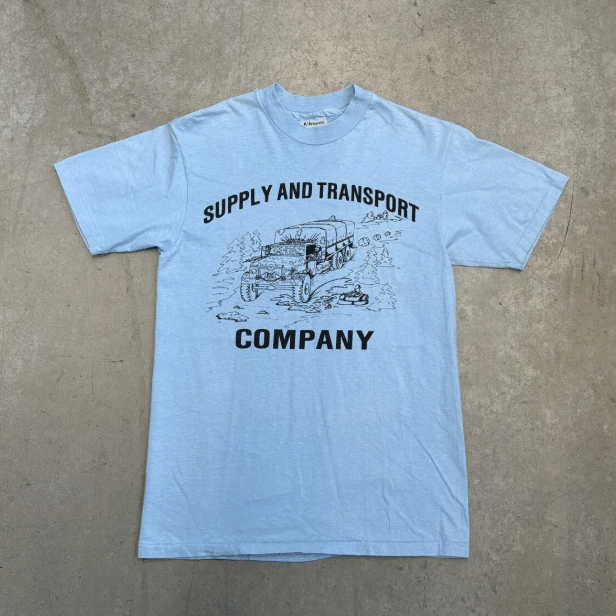 Vintage 80s Supply and Transport Company Cartoon Graphic T-Shirt