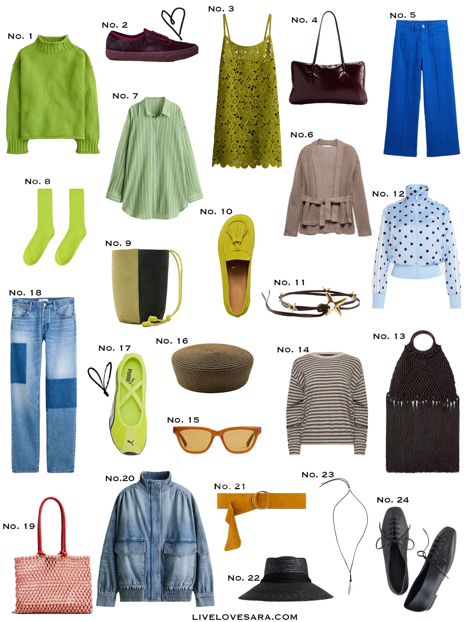 A white background with a collection of 24 finds from the past week.