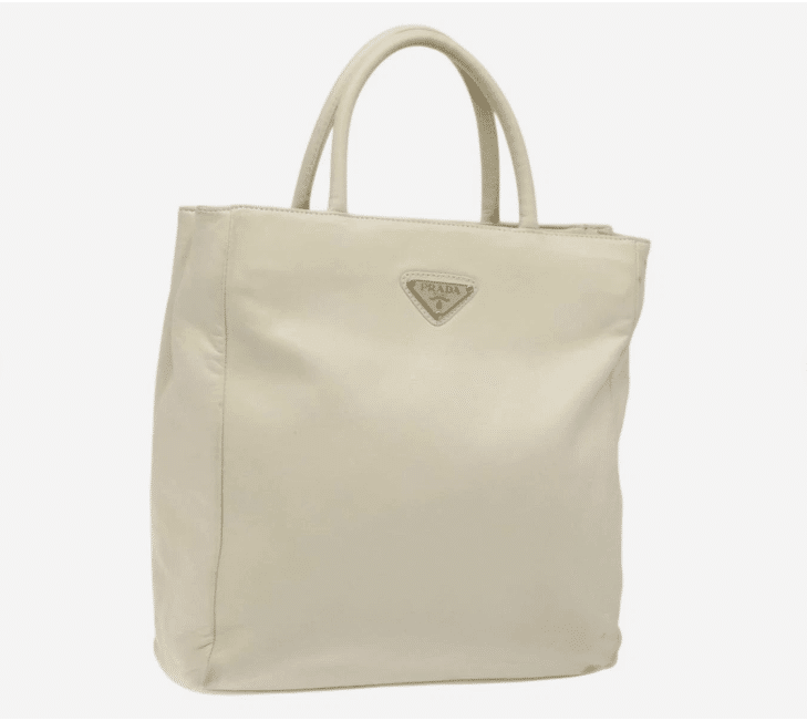PRADA Tote Bag white Leather