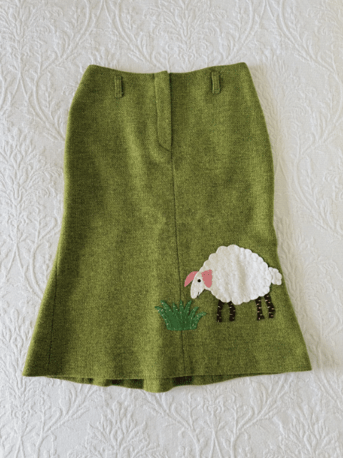 Moschino Green Wool Sheep Skirt