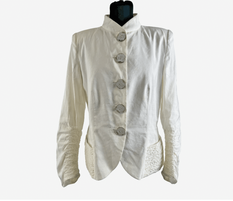 Vtg Giorgio Armani Women’s Ivory Linen Blend Blazer