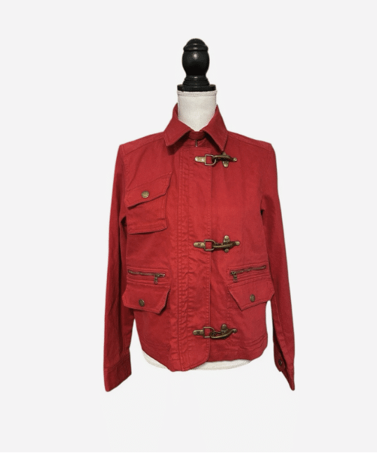 Ralph Lauren Jeans Co Red Denim Jacket Firemen's Clasp
