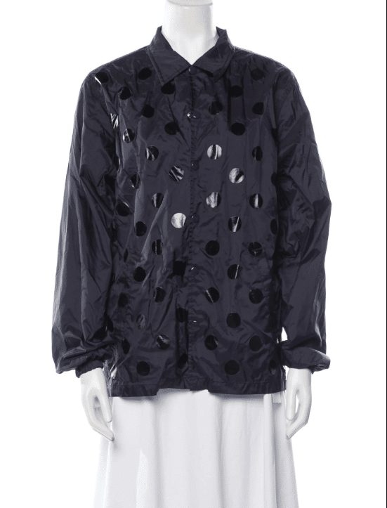 comme des garcons navy blue technical jacket with polka dots
