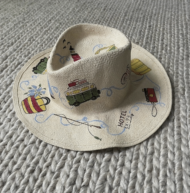 Vintage Banana Republic Hand-Painted Straw Hat