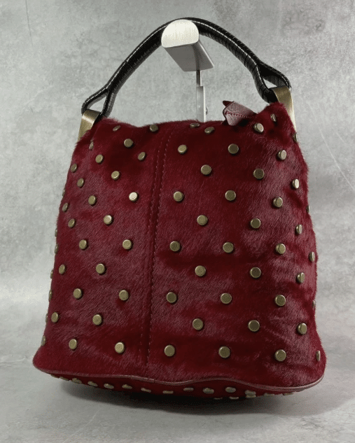 vintage Kenzo burgundy pony hair bag with studs