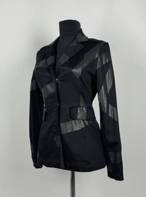 kenzo black blazer with leather strips