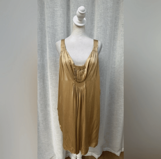 donna karan gold mini slip dress.