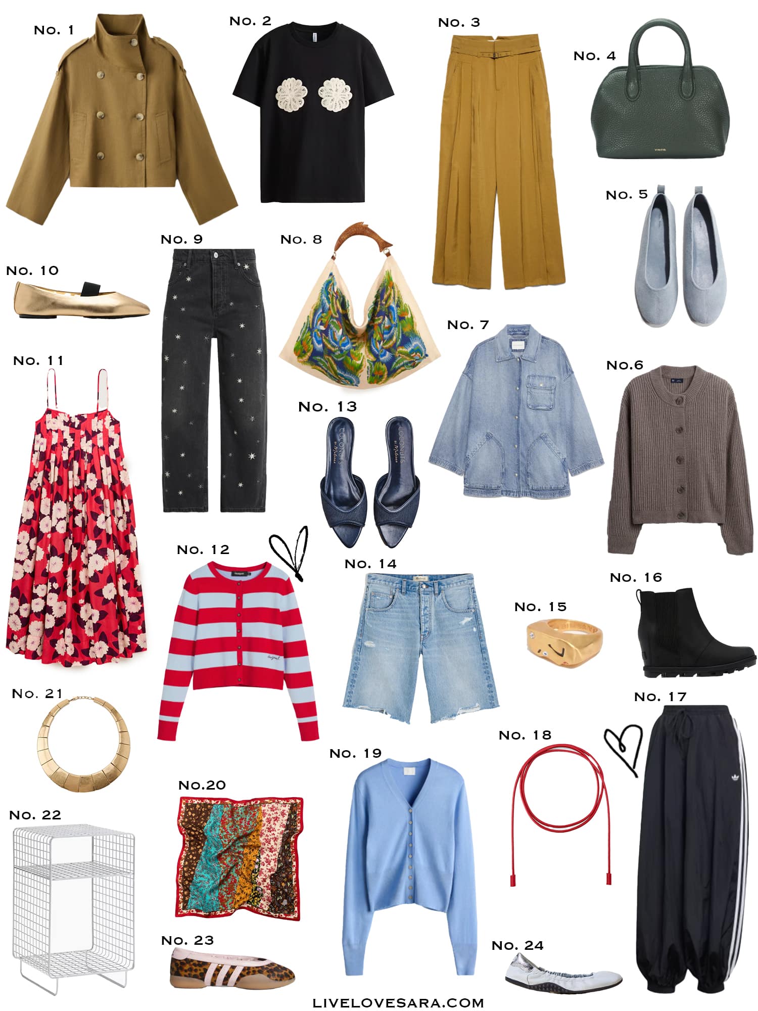 A white background with a collection of 24 finds from the past week.
