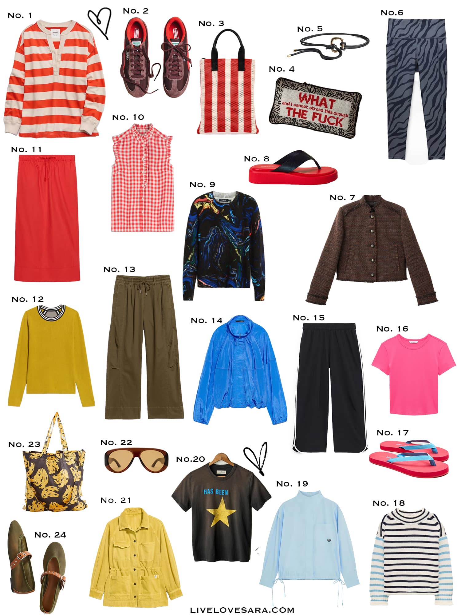 A white background with a collection of 24 finds from the past week.