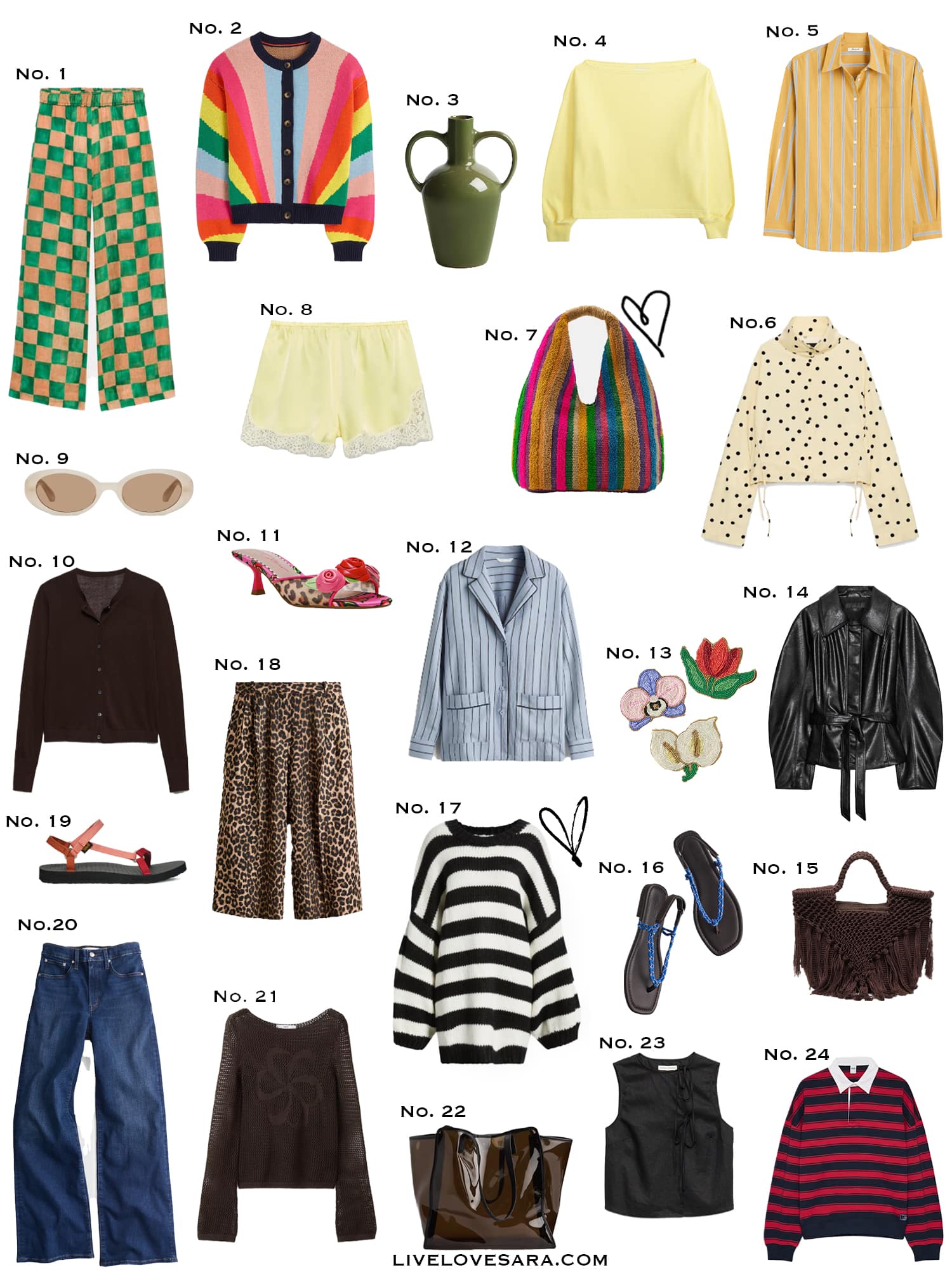 A white background with a collection of 24 finds from the past week.