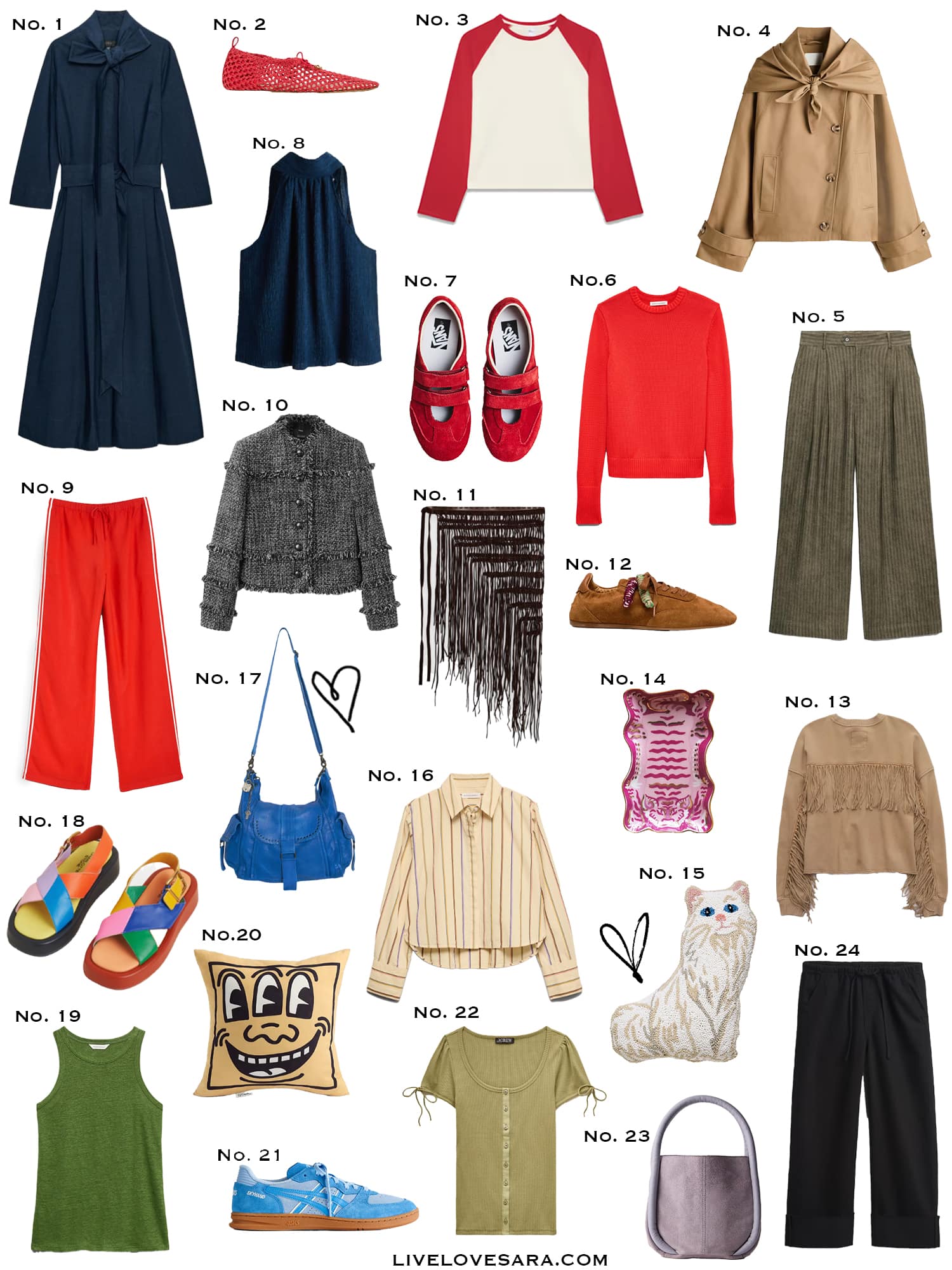 A white background with a collection of 24 finds from the past week.