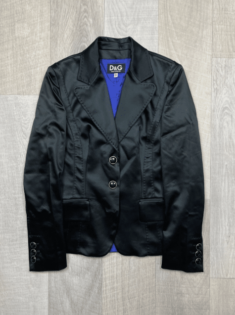 Dolce & Gabbana black Satin blazer with blue lining