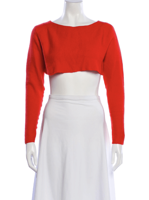 Donna Karan Bateau Neckline Sweater Red cropped