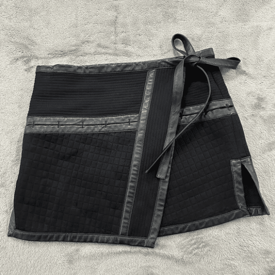 Proenza Schouler Black Mini Wrap Skirt Nylon Lambskin