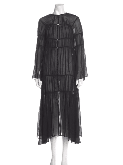 La Ligne Crew Neck Long Dress Black sheer