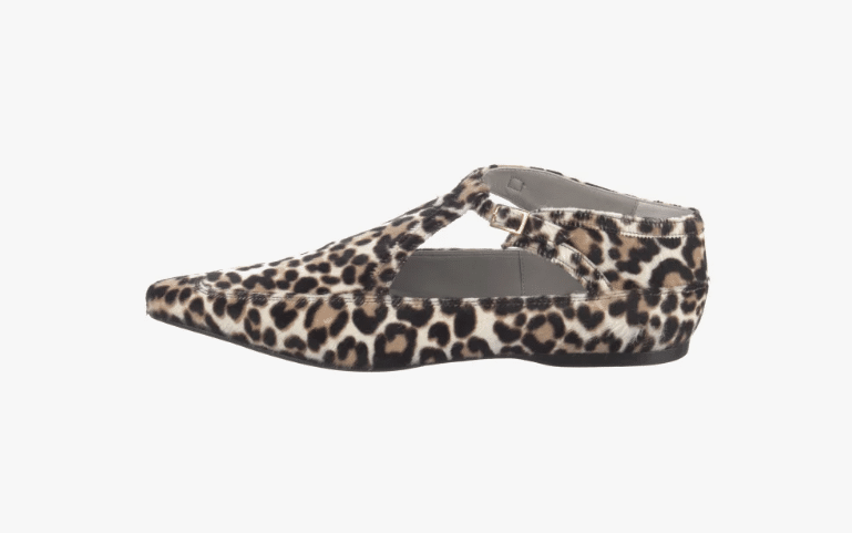 Tibi pony hair animal print flats.
