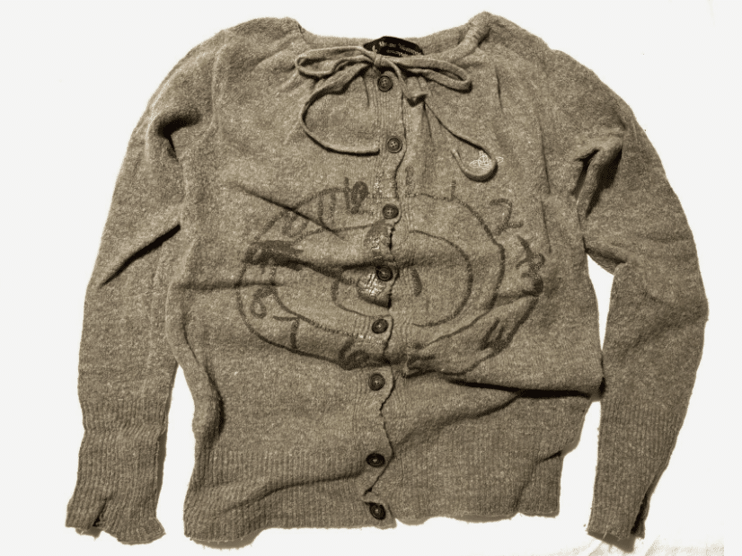 Vivienne Westwood brown cardigan with clock print