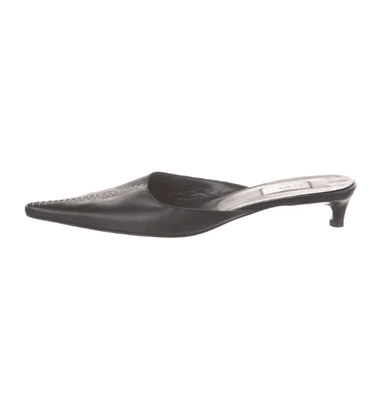 barney's new your black kitten heel mules