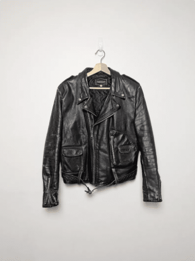 vintage black leather moto