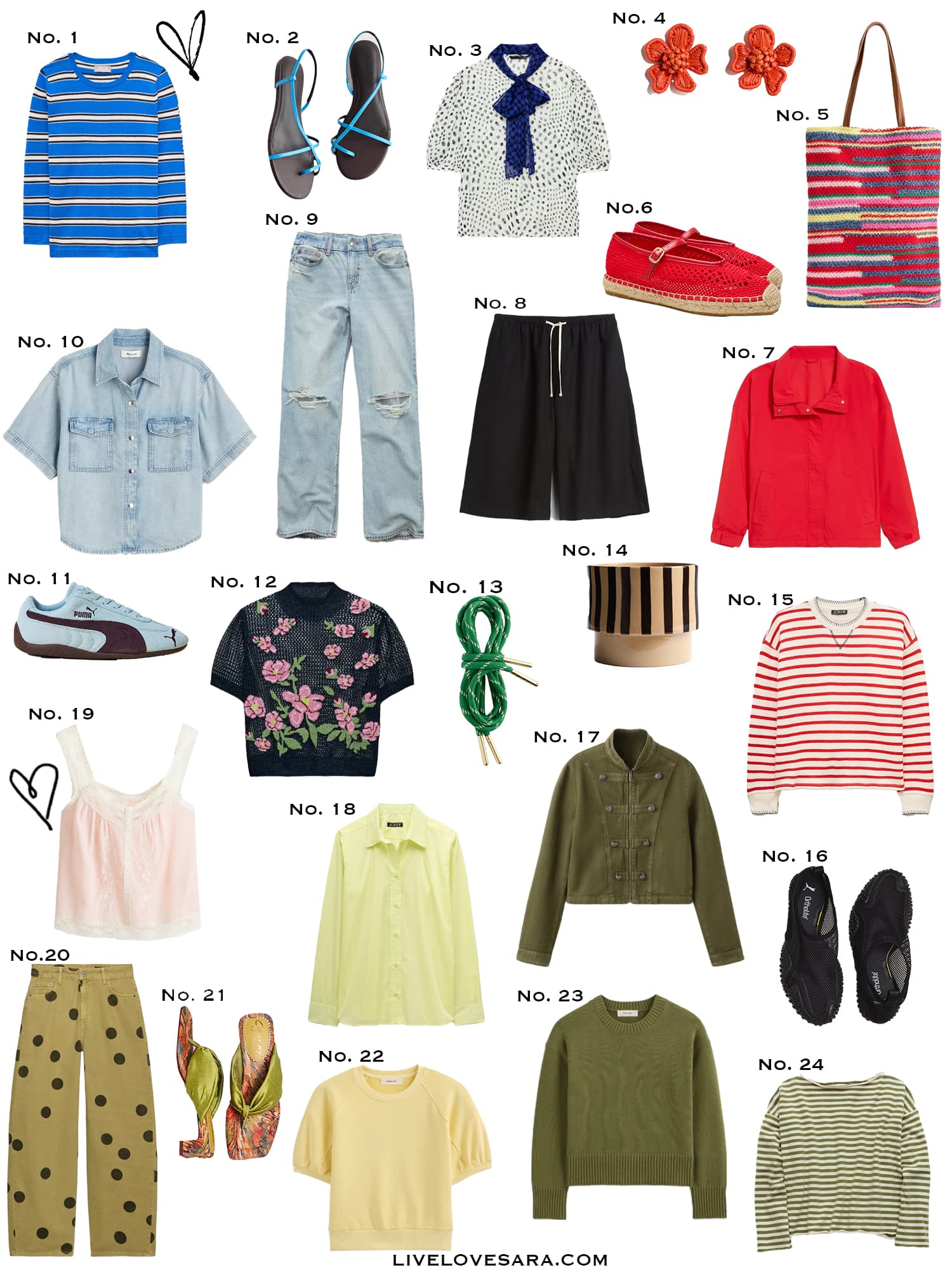 A white background with a collection of 24 finds from the past week.