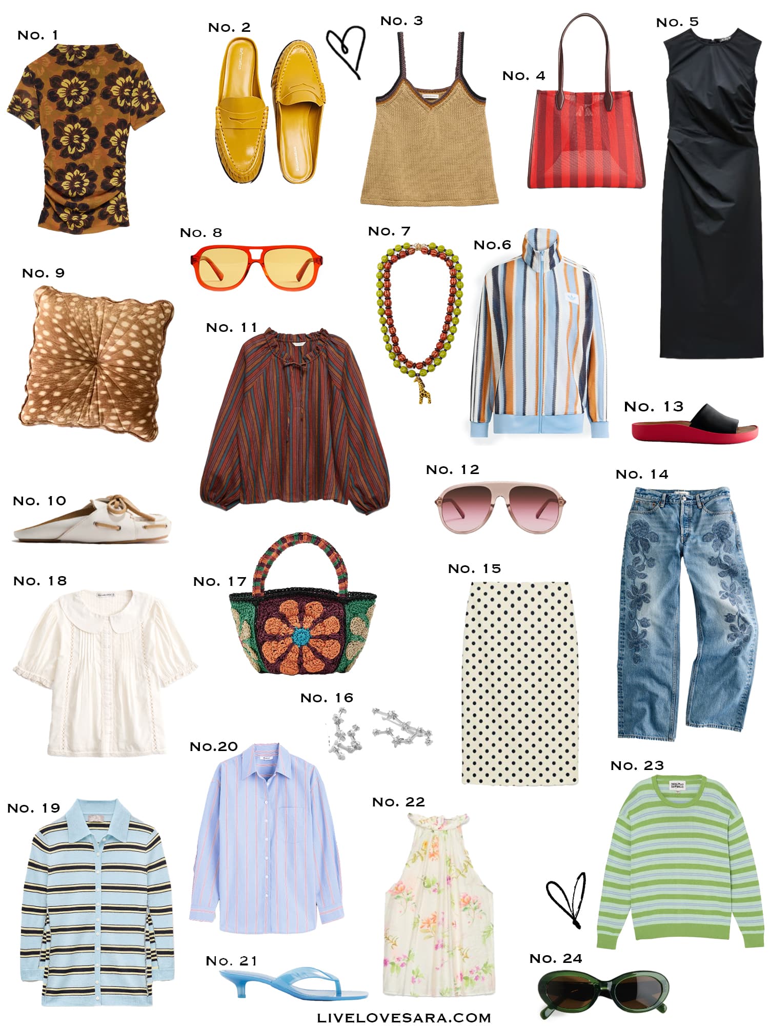 A white background with a collection of 24 finds from the past week.