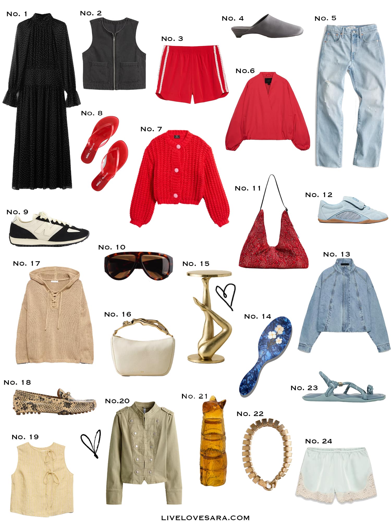 A white background with a collection of 24 finds from the past week.