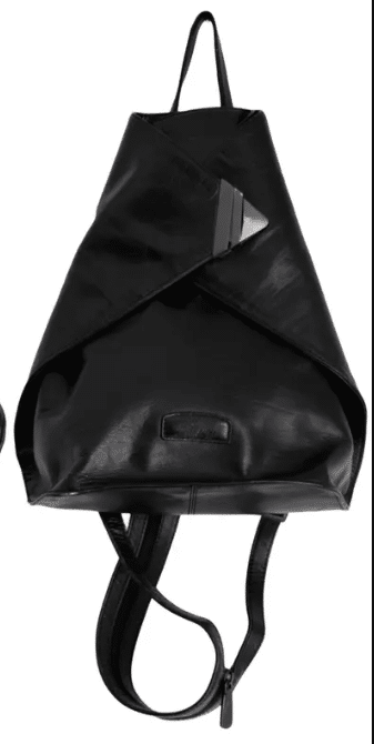 Vintage Black Leather Backpack • 90s Y2K Fold Over backpack