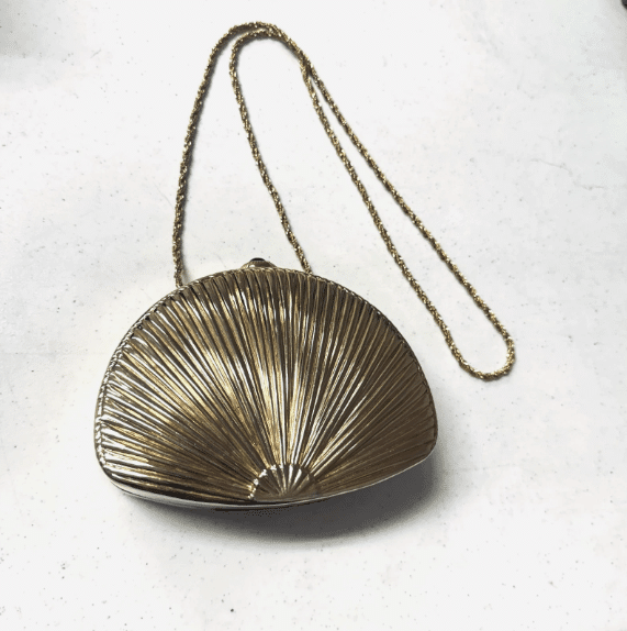 VINTAGE Gold Hard Shell Clutch Bag