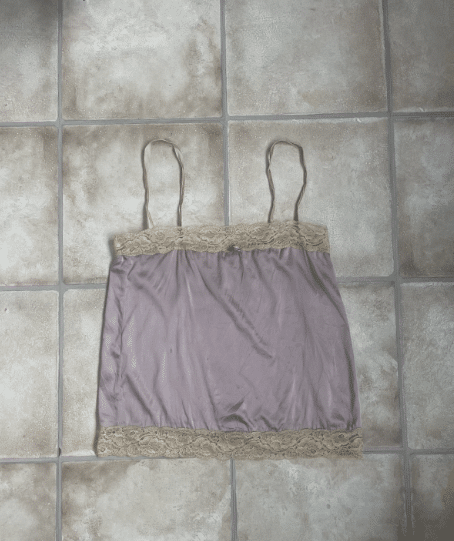 purple / tan silk lace square neck camisole tank top