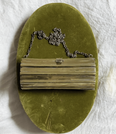Vintage Art Deco Metal Clutch with Shoulder Chain