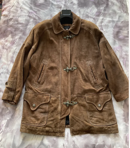 brown suede jacket with fireman clasps from the 90s