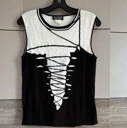 Sonia Rykiel trompe l'oeil style corset print knit tank