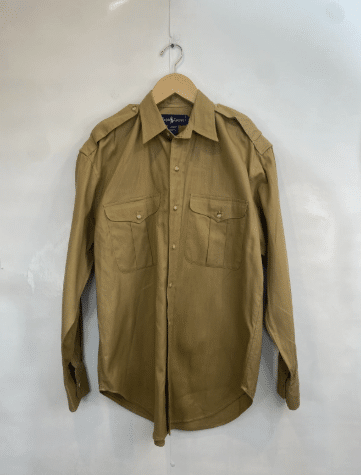 vintage ralph lauren khaki military style button up