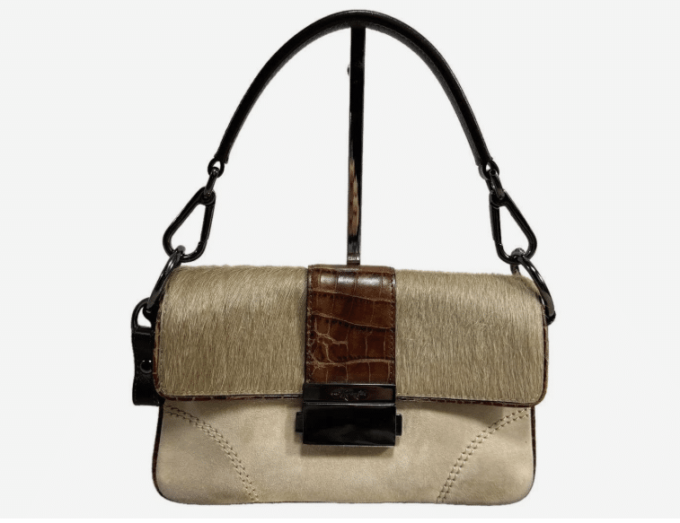 GINZA Kanematsu Calf Hair Suede Leather Shoulder Bag