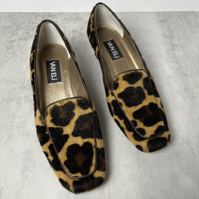 Vaneli Leopard Print Valf Hair heeled loafers