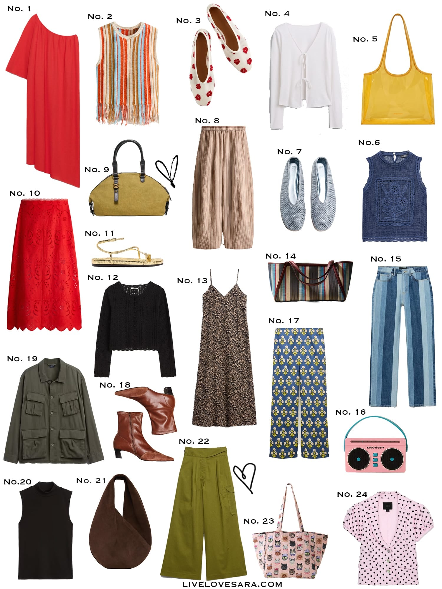 A white background with a collection of 24 finds from the past week.