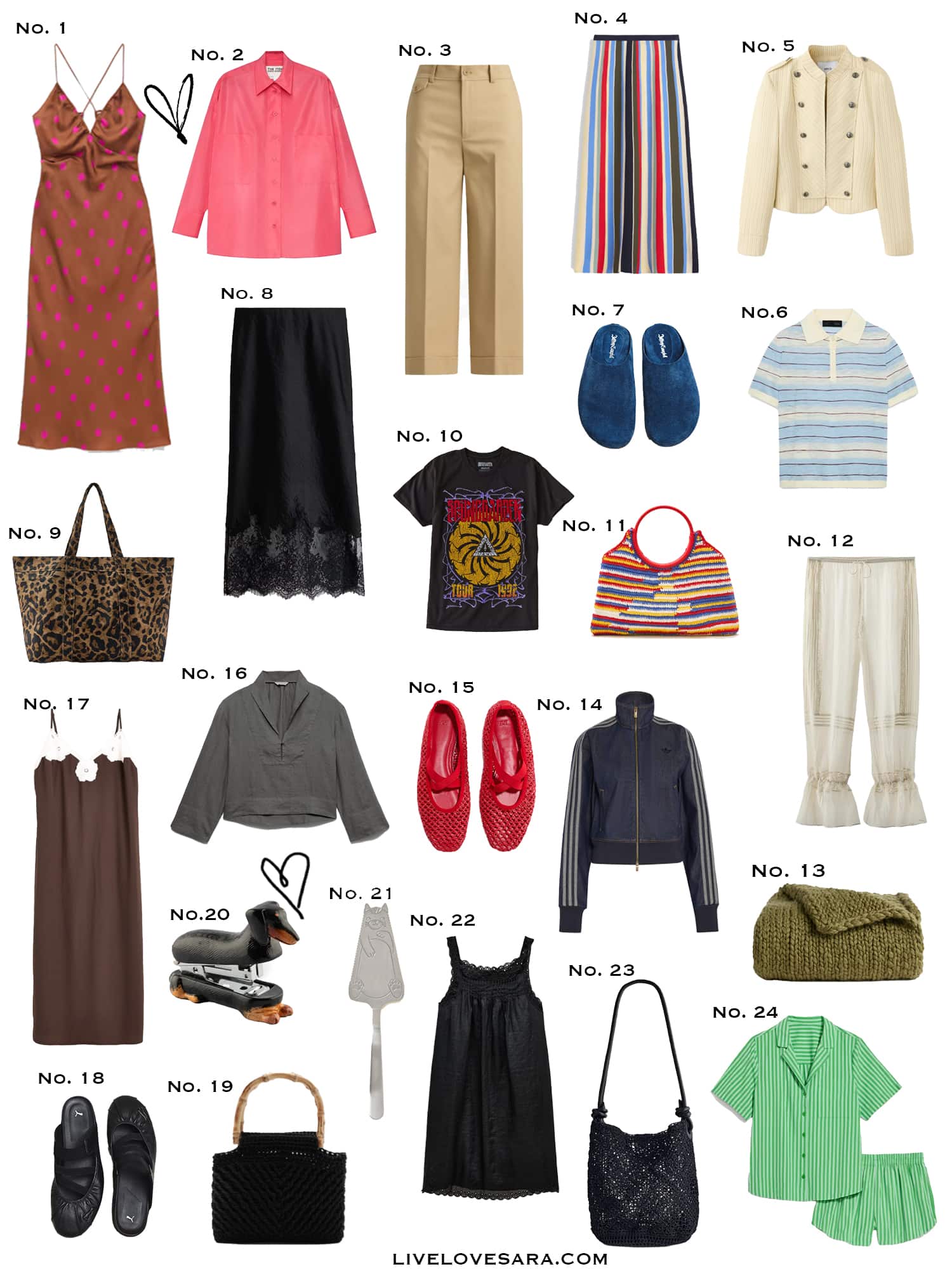 A white background with a collection of 24 finds from the past week.