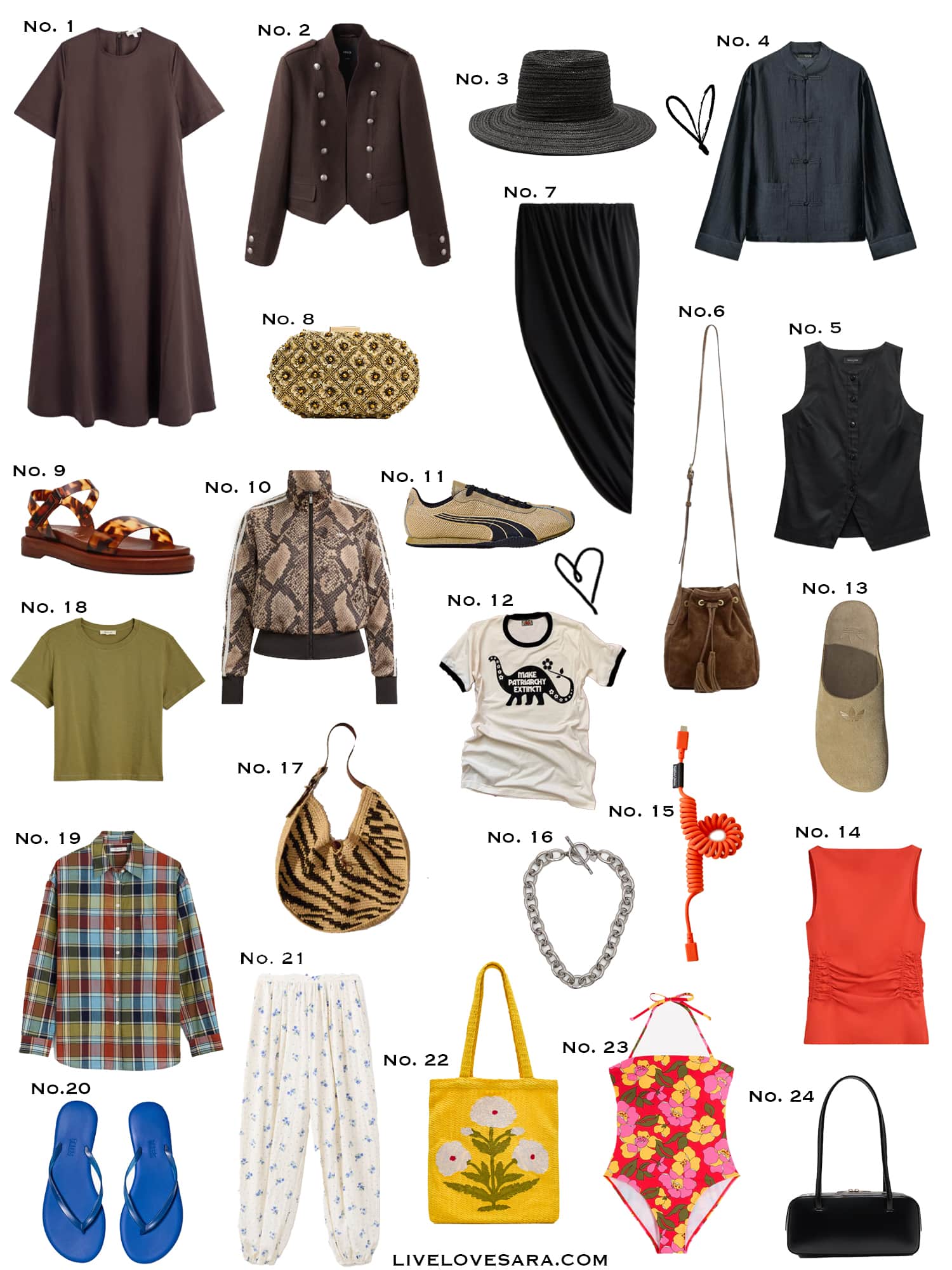 A white background with a collection of 24 finds from the past week.