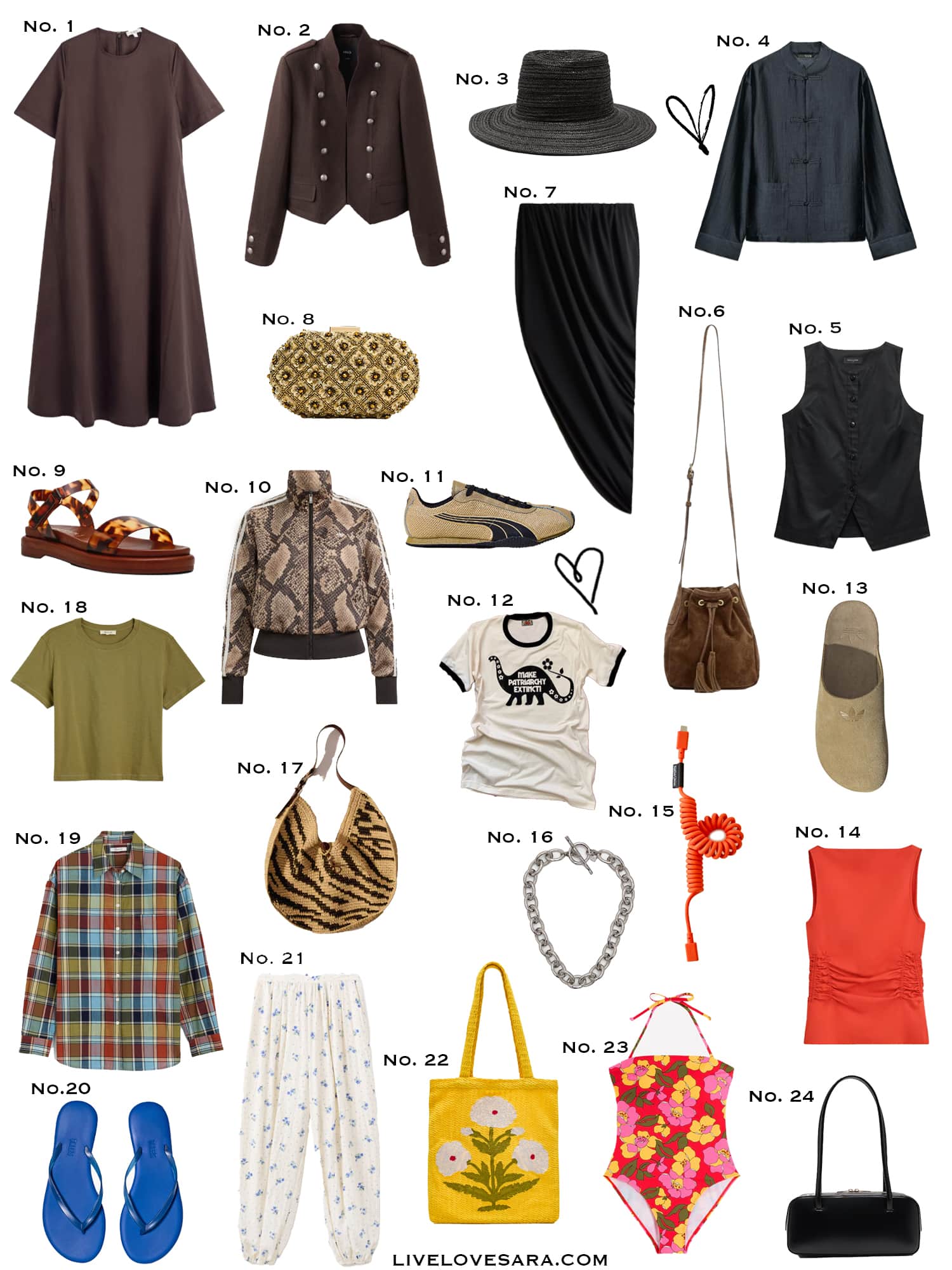 A white background with a collection of 24 finds from the past week.