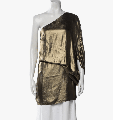 Halston One-Shoulder Mini Dress Gold