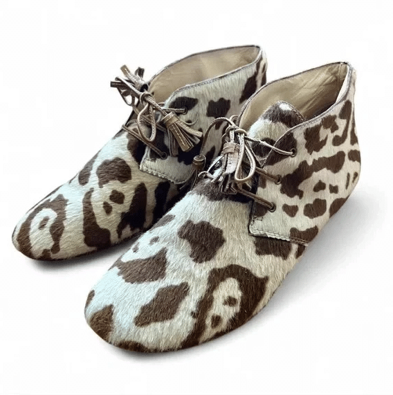 Vintage designer Kate Spade women’s 7 pony hair animal print ankle booties