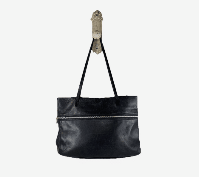 Vintage Fendi Fendissime Black Leather tote Handbag Purse 1980's
