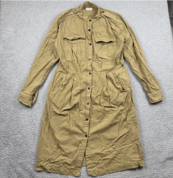 Dries Van Noten Shirt Dress Womens 44 Beige Utility Military Inspired