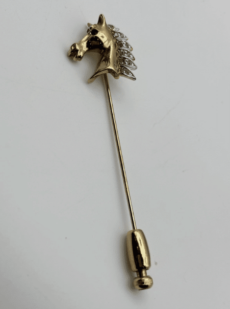 1960s Panetta Pave Rhinestone Crystal Horse Head Stick Pin