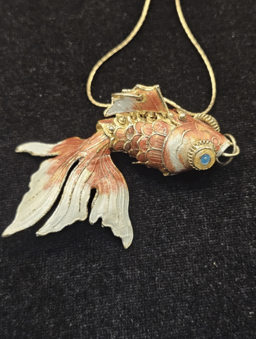 Vintage Articulated Fish Pendant Enamel