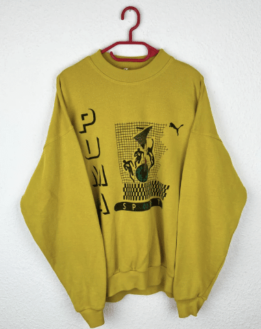 Vintage Puma Sweatshirt yellow-green